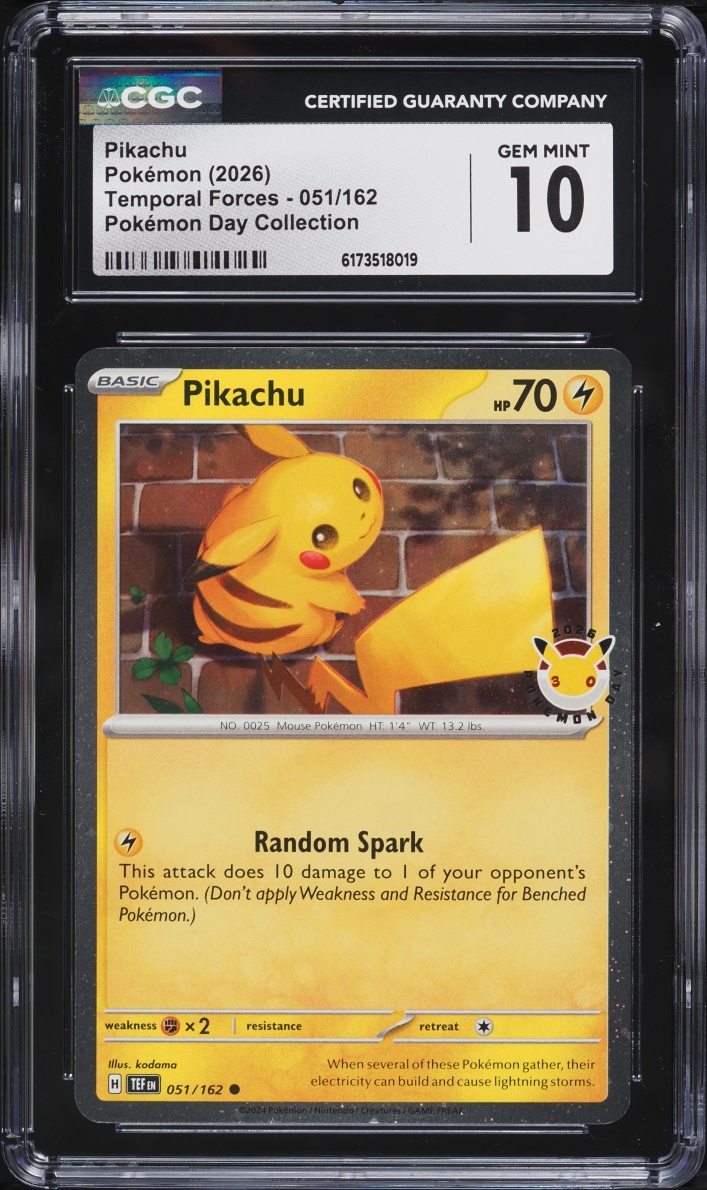 2026 Pokemon Day Collection Temporal Forces Pikachu #51 CGC 10 GEM MINT