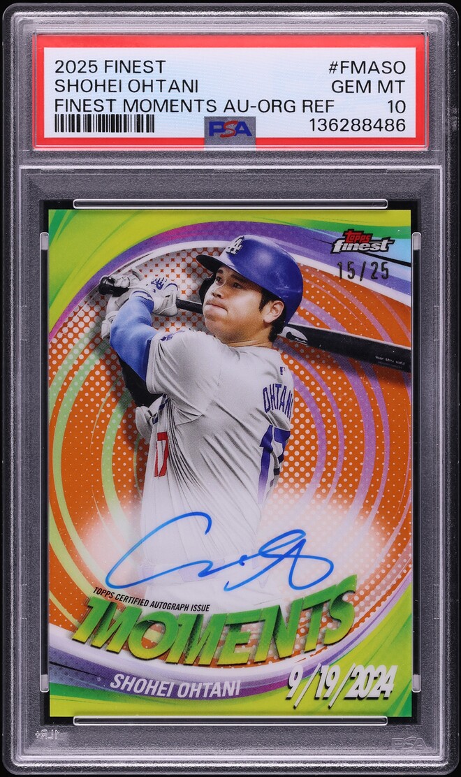 2025 Finest Moments Orange Refractor Shohei Ohtani AUTO /25 #FMASO PSA 10 GEM MINT