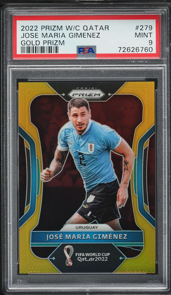 2022 Panini Prizm World Cup Qatar Gold Jose Maria Gimenez 1/10 #279 PSA 9 MINT