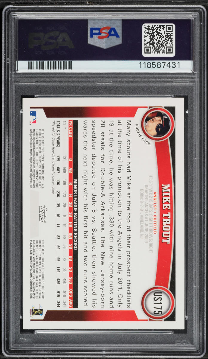 2011 Topps Update Diamond Anniversary Mike Trout ROOKIE #US175 PSA 9 MINT