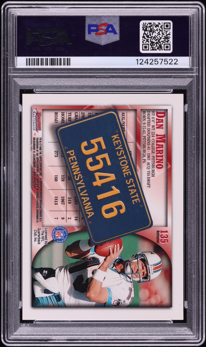 1998 Bowman Chrome Interstate Refractor Dan Marino #135 PSA 10 GEM MINT
