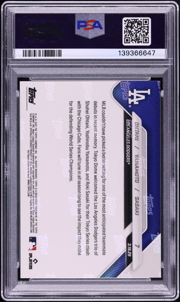 2025 Topps Now Shohei Ohtani Yoshinobu Yamamoto Roki Sasaki ROOKIE #7 PSA 10 GEM MINT