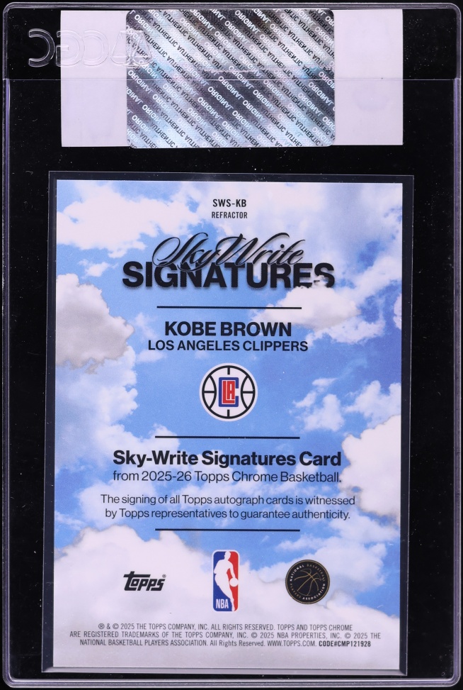 2025 Topps Chrome Sky Write Signatures Refractor Kobe Brown AUTO #SWS-KB CGC AUTH