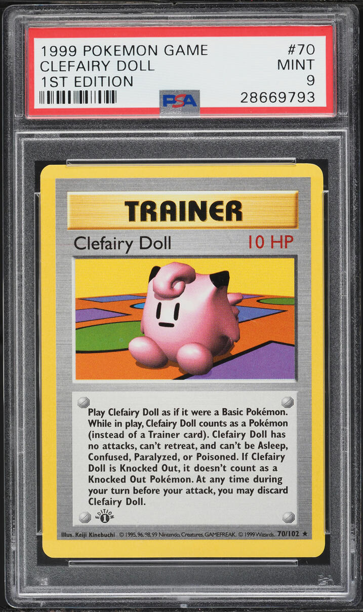 1999 Pokemon Base Set Shadowless 1st Edition Clefairy Doll #70 PSA 9 MINT