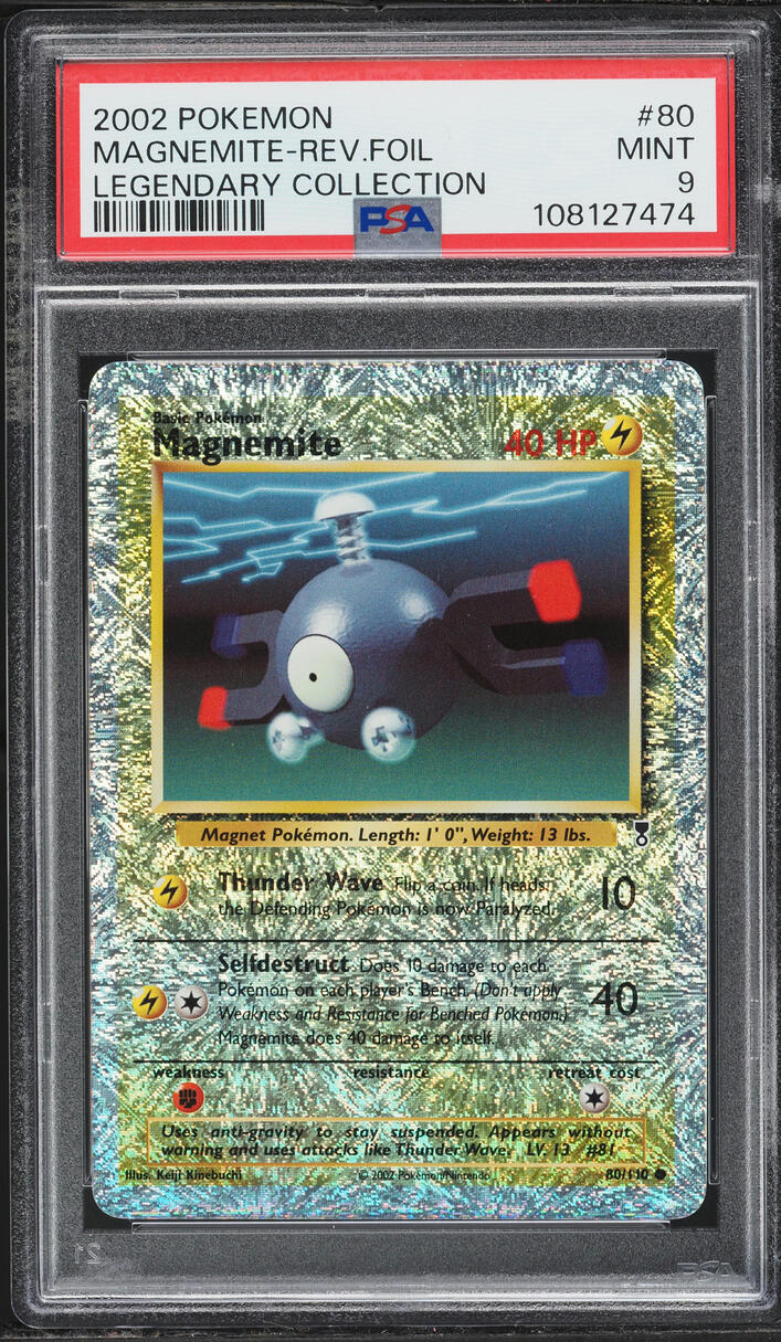 2002 Pokemon Legendary Collection Reverse Holo Magnemite #80 PSA 9 MINT