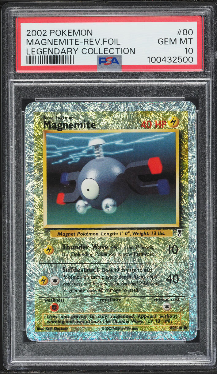 2002 Pokemon Legendary Collection Reverse Holo Magnemite #80 PSA 10 GEM MINT