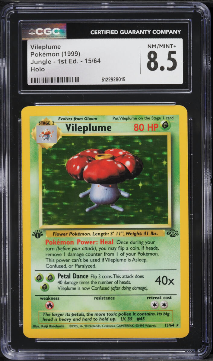 1999 Pokemon Jungle 1st Edition Holo Vileplume #15 CGC 8.5 NM-MT+