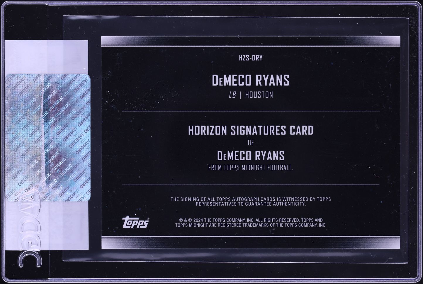 2024 Topps Midnight Horizon DeMeco Ryans AUTO #HZS-Dry CGC AUTH