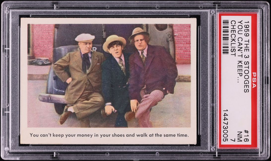 1959 Fleer The 3 Stooges You Can't Keep... CHECKLIST #16 PSA 7 NRMT - Photo 1