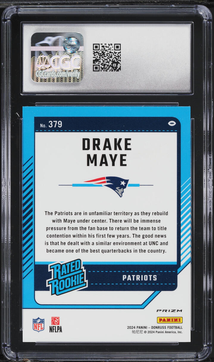 2024 Donruss Optic Preview Red Pandora Drake Maye ROOKIE #379 CGC 10 GEM MINT