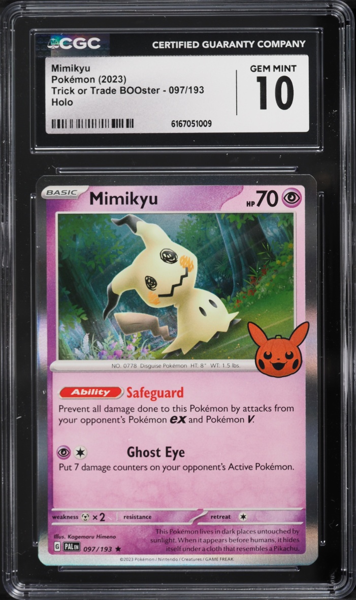 2023 Pokemon Scarlet & Violet Paldea Evolved Trick Or Trade BOOster Holo Mimikyu #97 CGC 10 GEM