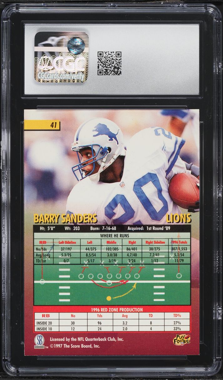 1997 Score Board Playbook Barry Sanders #41 CGC 8.5 NM-MT+