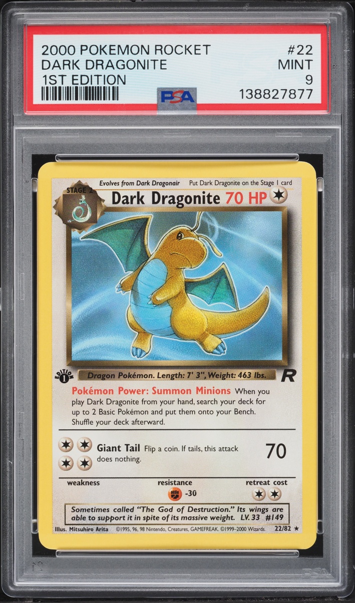 2000 Pokemon Team Rocket 1st Edition Dark Dragonite #22 PSA 9 MINT