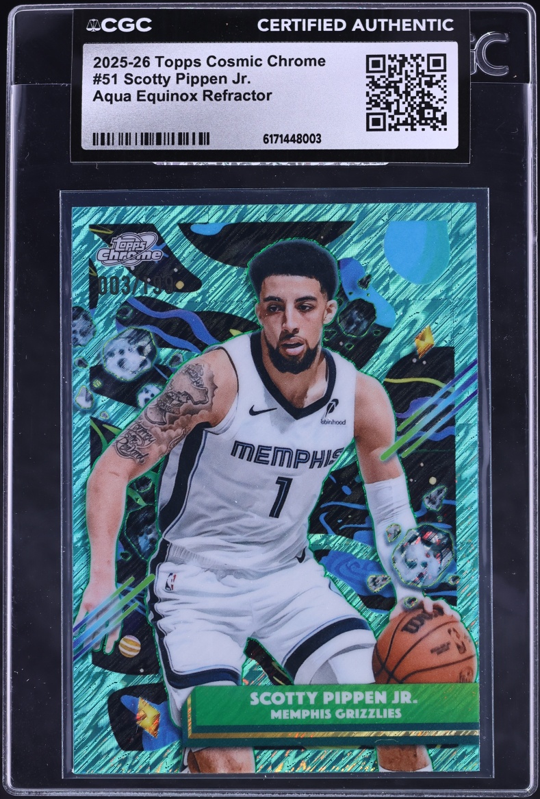 2025 Topps Chrome Cosmic Aqua Equinox Refractor Scotty Pippen Jr. /199 #51 CGC AUTH