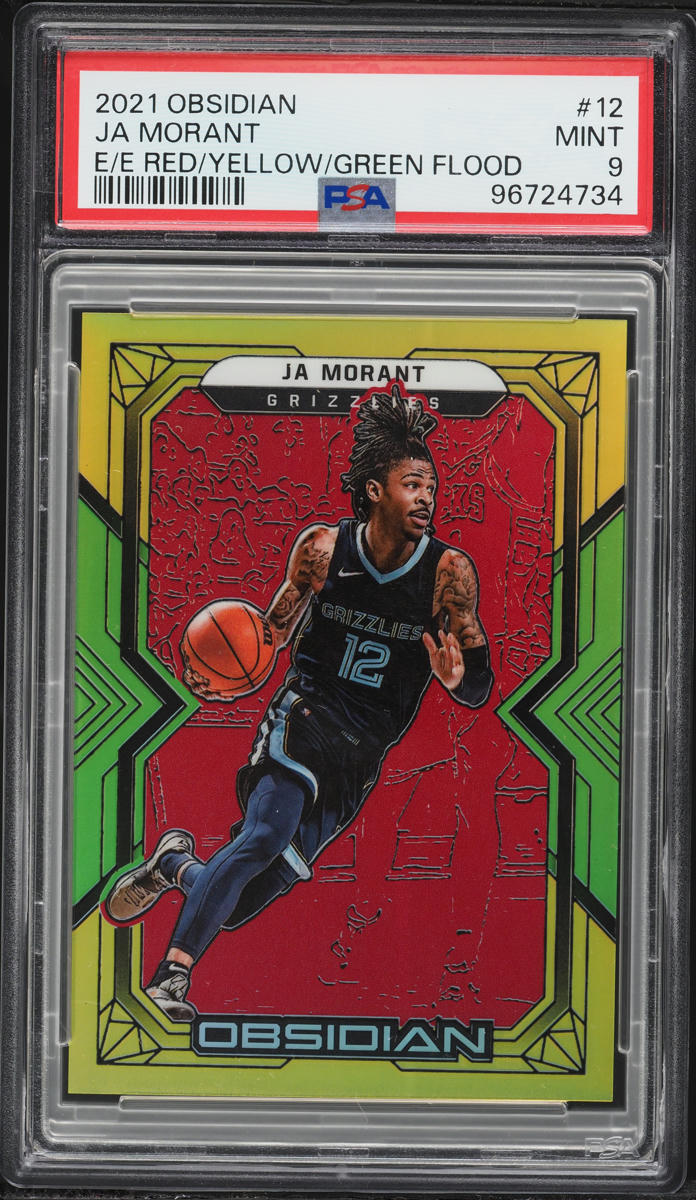 2021 Panini Obsidian Electric Etch Red Yellow Green Flood Ja Morant /99 #12 PSA 9 MINT