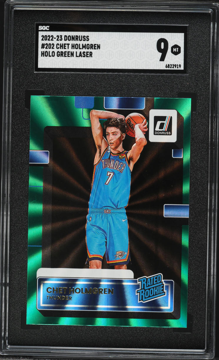 2022 Donruss Holo Green Laser Chet Holmgren ROOKIE #202 SGC 9 MINT