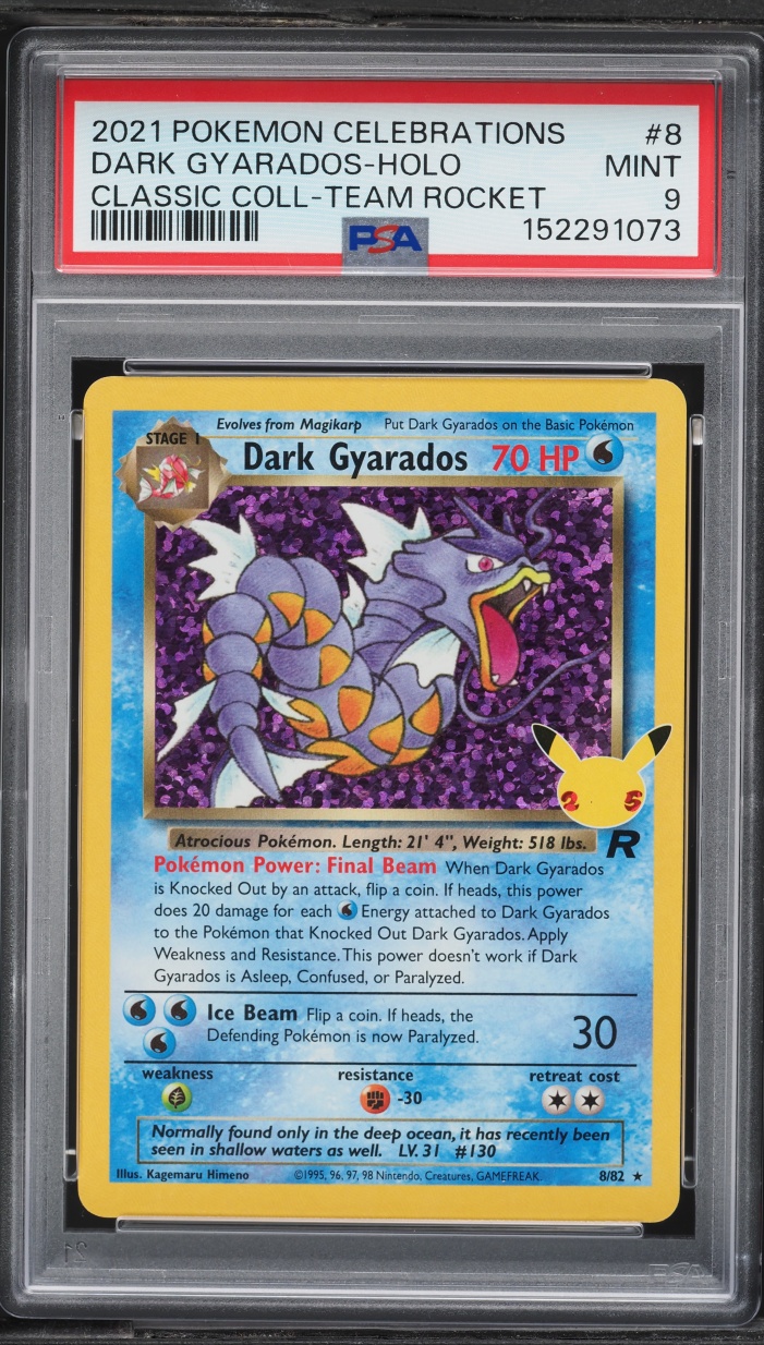 2021 Pokemon Sword & Shield Celebrations Classic Team Rocket Holo Dark Gyarados #8 PSA 9 MINT