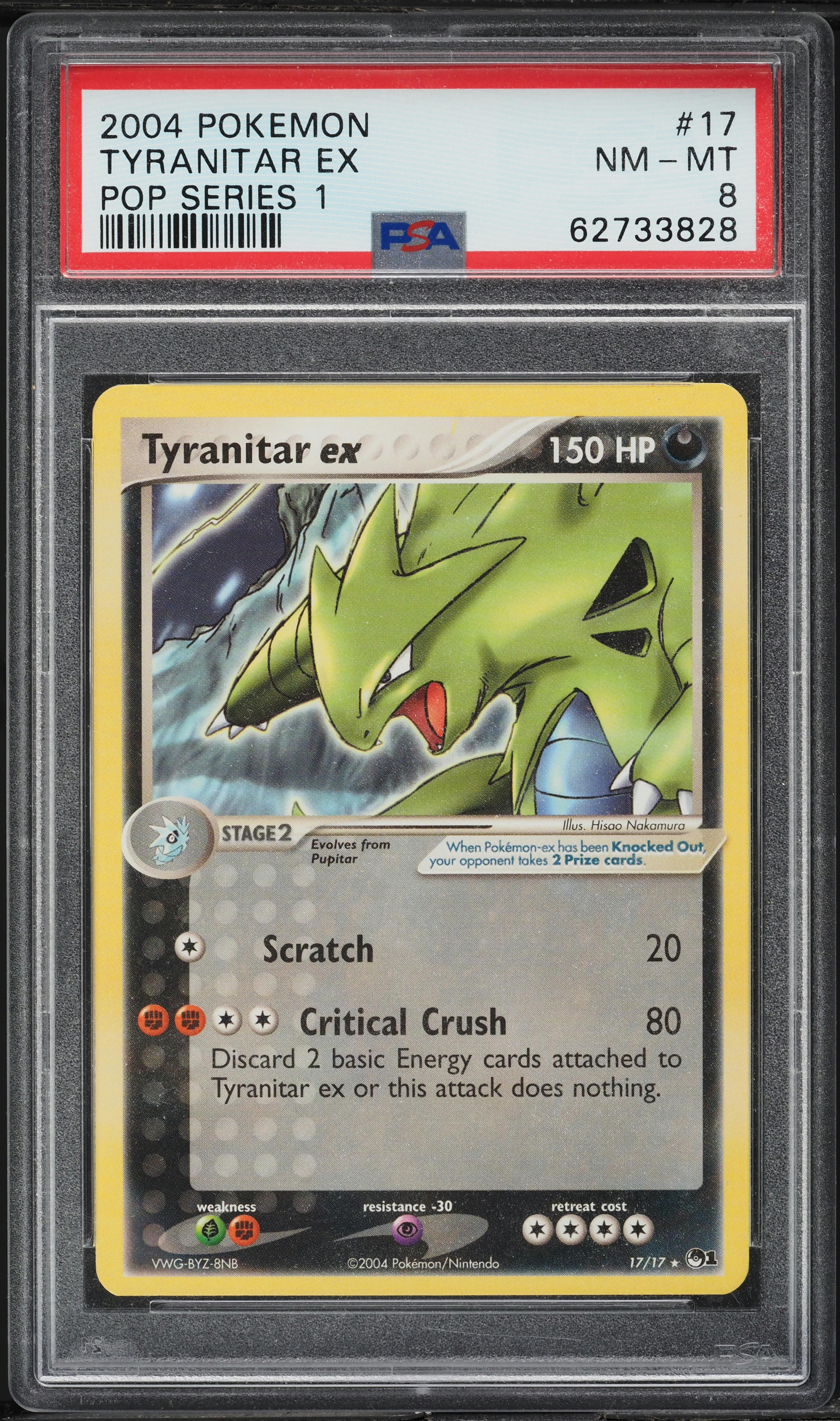 2004 Pokemon Pop Series 1 Holo Tyranitar ex #17 PSA 8 NM-MT