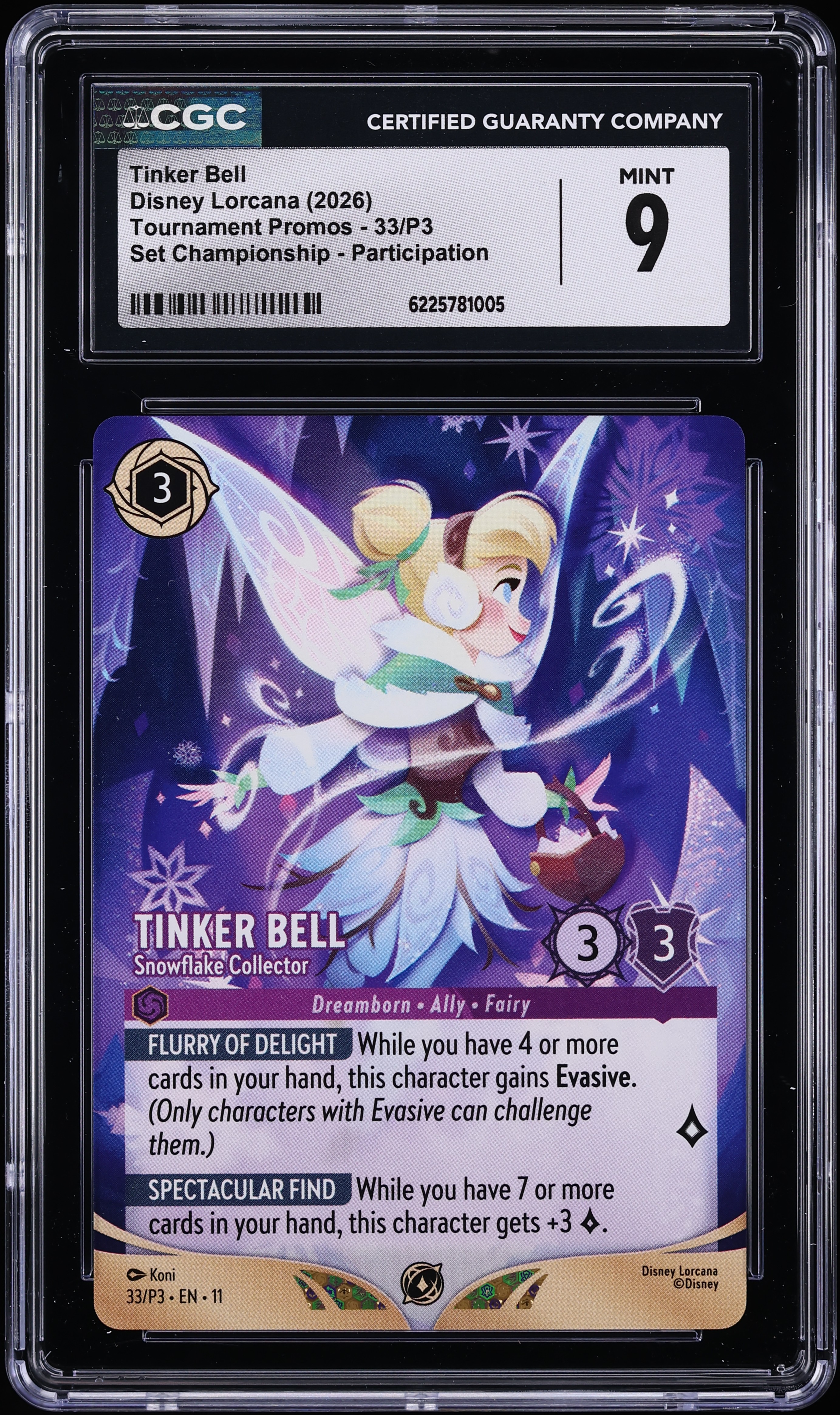 2026 Disney Lorcana Tournament Promo Set Championship Tinker Bell Snowflake Collector CGC 9