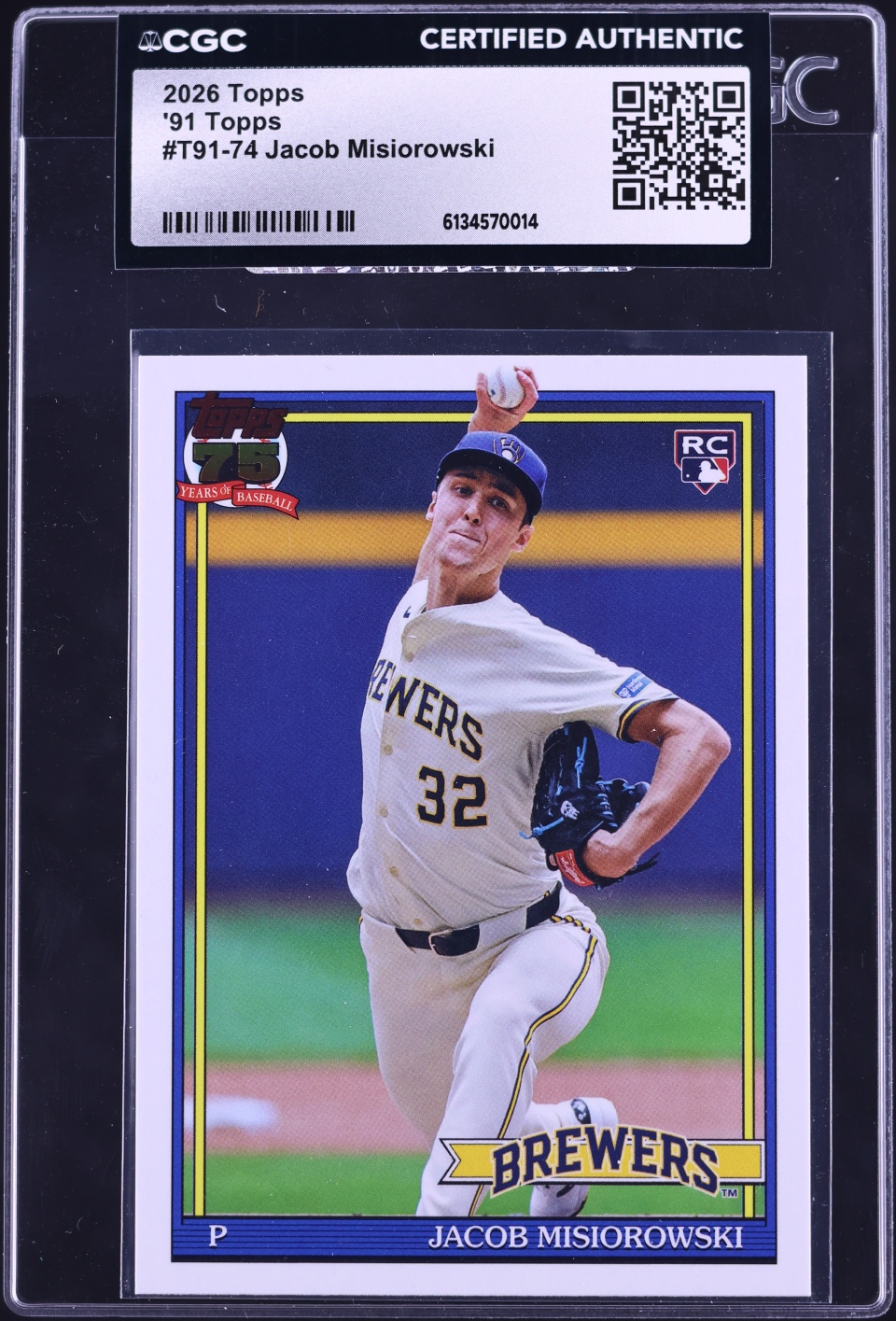 2026 Topps '91 Jacob Misiorowski ROOKIE #T91-74 CGC AUTH