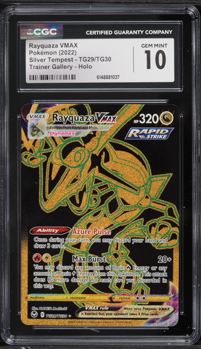 2022 Pokemon Sword & Shield Silver Tempest Full Art Rayquaza VMAX #TG29 CGC 10 GEM MINT
