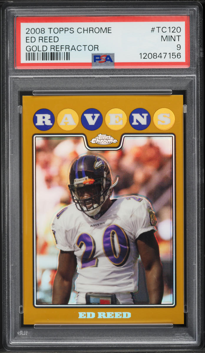 2008 Topps Chrome Gold Refractor Ed Reed /199 #TC120 PSA 9 MINT
