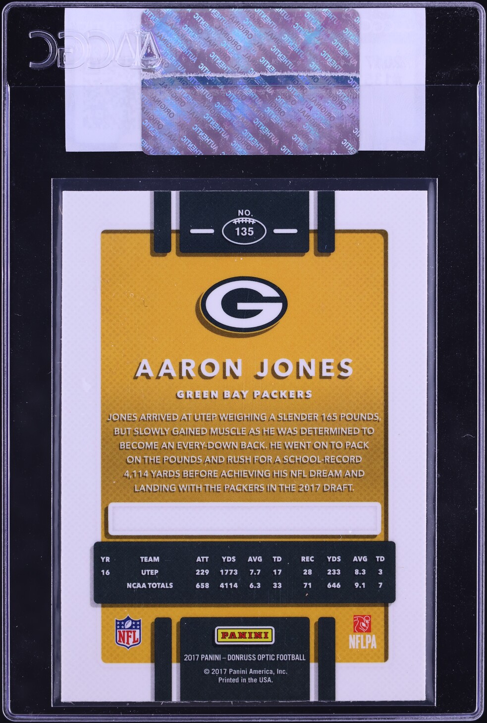 2017 Donruss Optic Aaron Jones ROOKIE #135 CGC AUTH