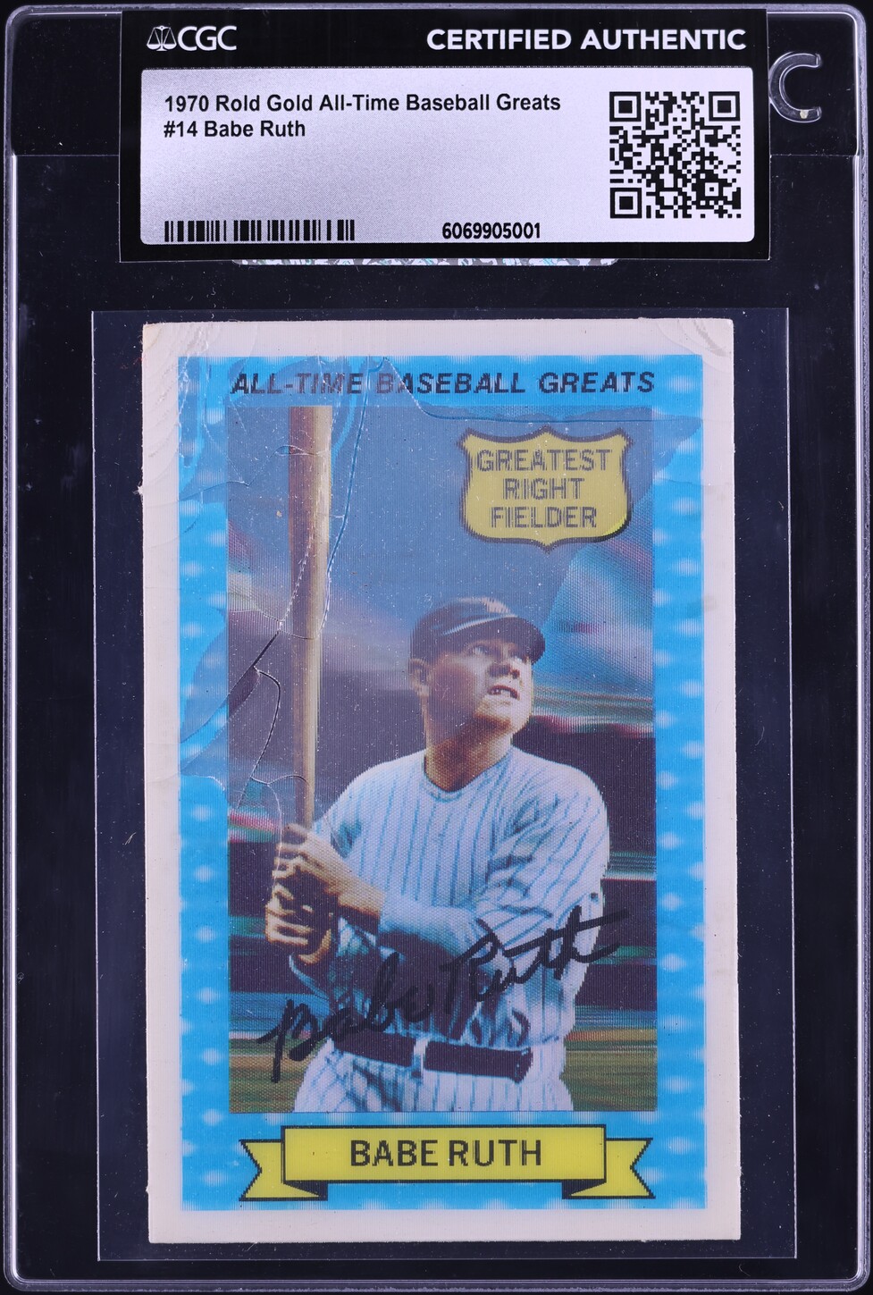 1970 Rold Gold All-Time Baseball Greats Babe Ruth #14 CGC AUTH