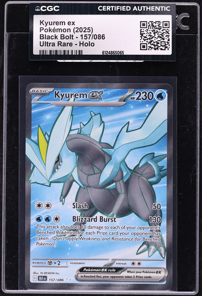 2025 Pokemon Scarlet & Violet Black Bolt Full Art Kyurem EX #157 CGC AUTH