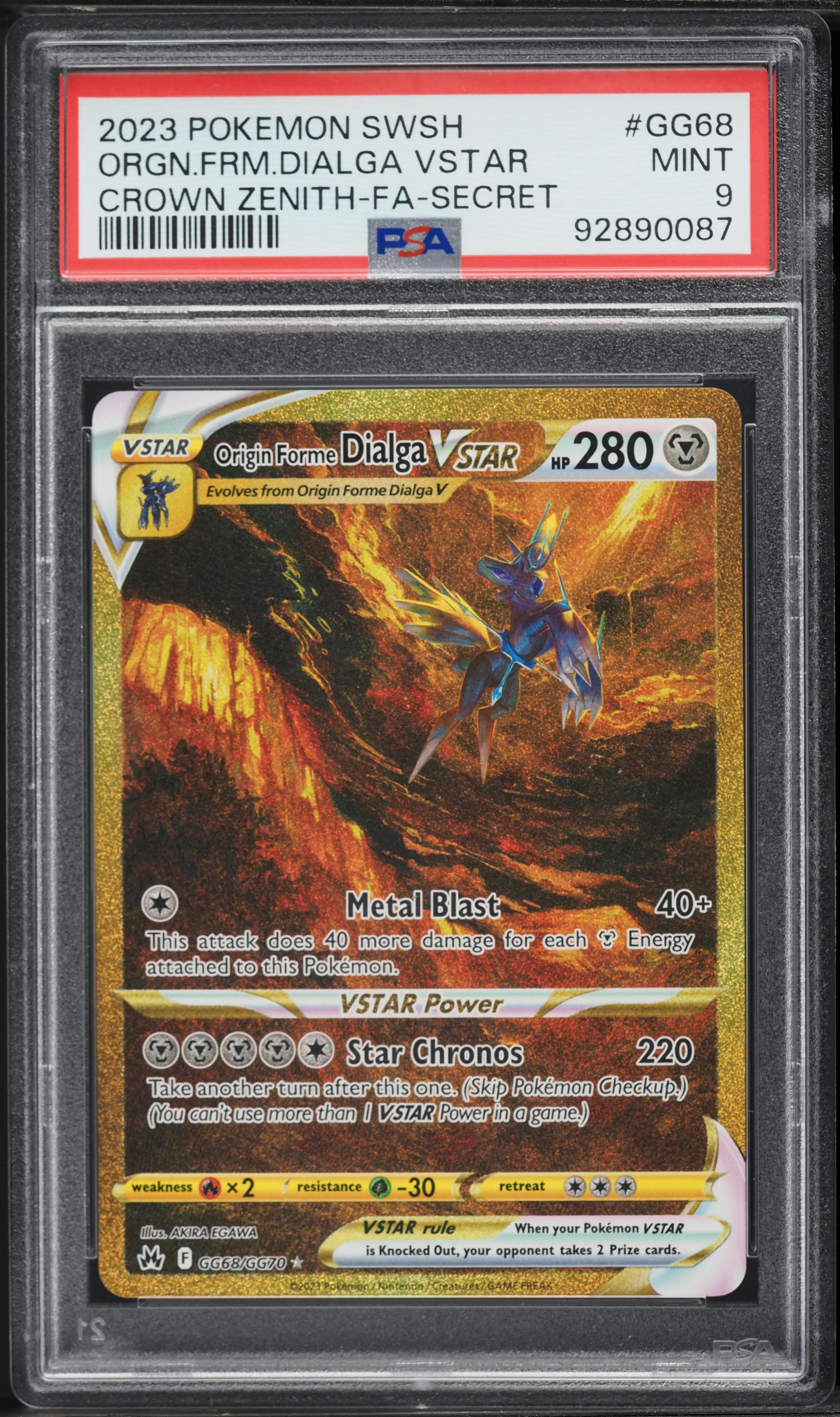 2023 Pokemon SWSH Crown Zenith Gold Rare Origin Forme Dialga VSTAR #GG68 PSA 9 MINT