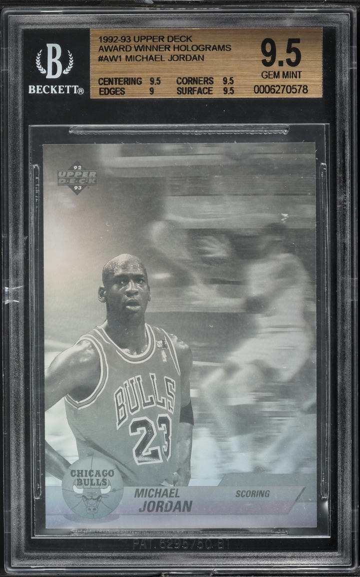 1992 Upper Deck Award Winner Holograms Michael Jordan #AW1 BGS 9.5 GEM MINT