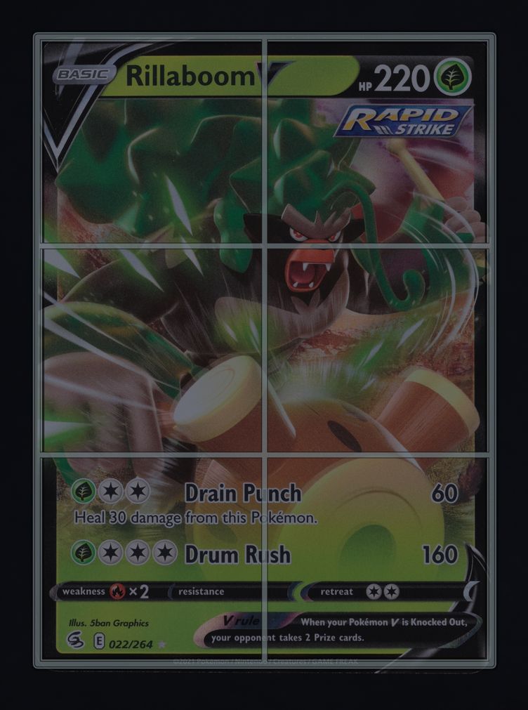 2021 Pokemon Sword & Shield Fusion Strike Full Art Rillaboom V #22 MBA AUTH