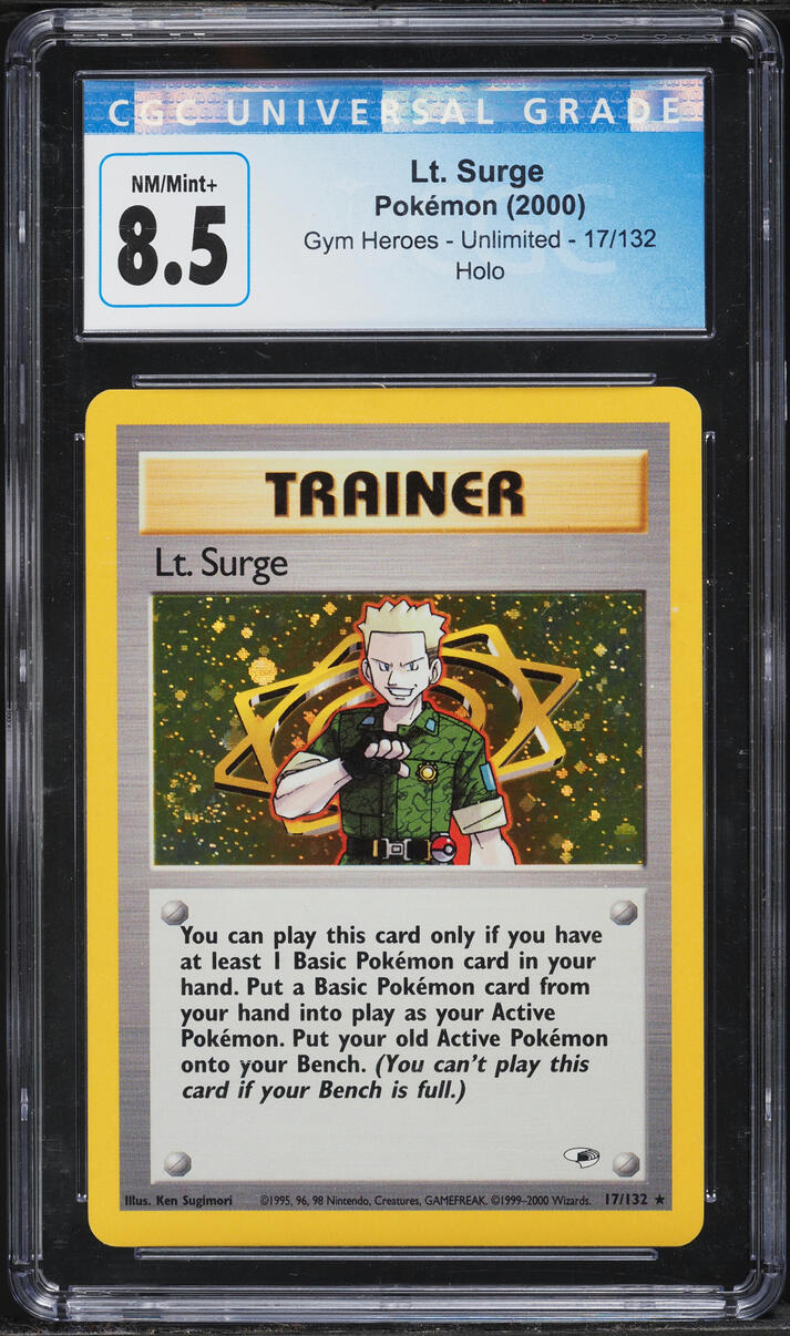 2000 Pokemon Gym Heroes Holo Lt Surge #17 CGC 8.5 NM-MT+