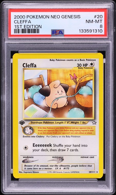 2000 Pokemon Neo Genesis 1st Edition Cleffa #20 PSA 8 NM-MT
