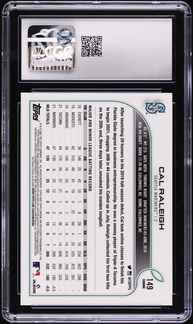 2022 Topps Chrome Cal Raleigh ROOKIE #149 CGC 9 MINT