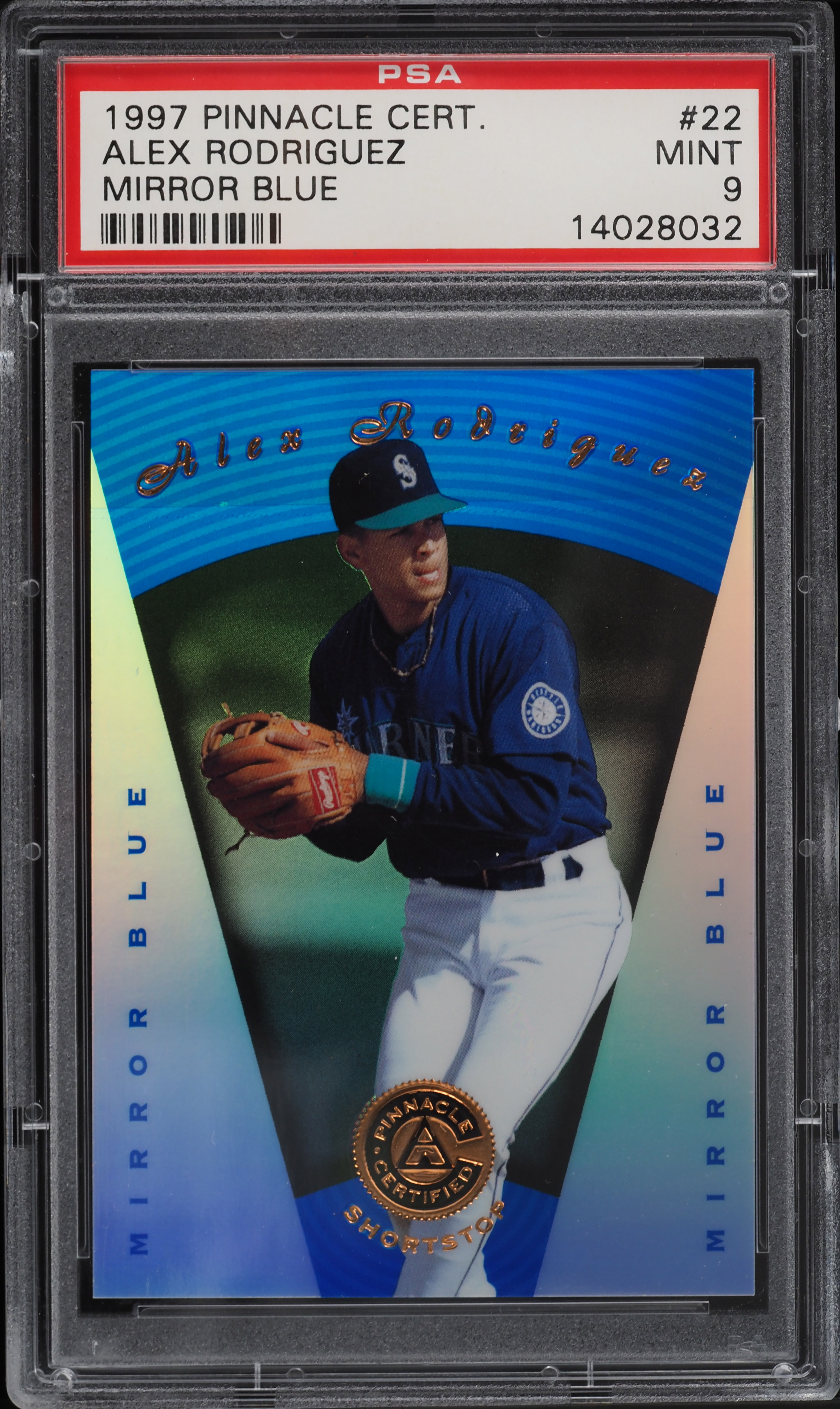 GROOVE January 1997‼️ 1997 Pinnacle Certified Mirror Blue Alex Rodriguez #22 PSA 9