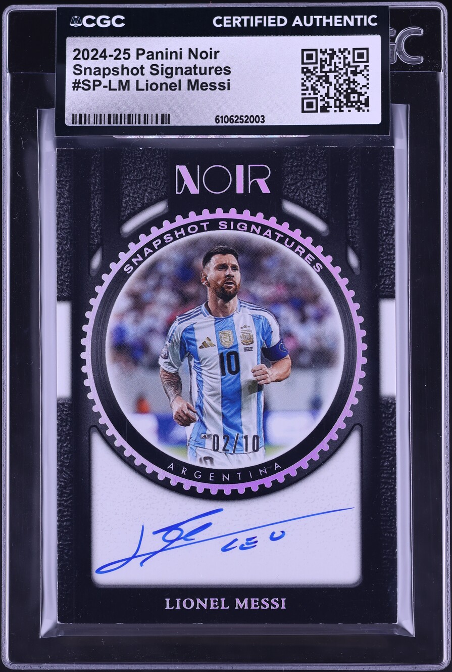 2024 Panini Noir Snapshot Signatures Lionel Messi AUTO /10 #SP-LM CGC AUTH
