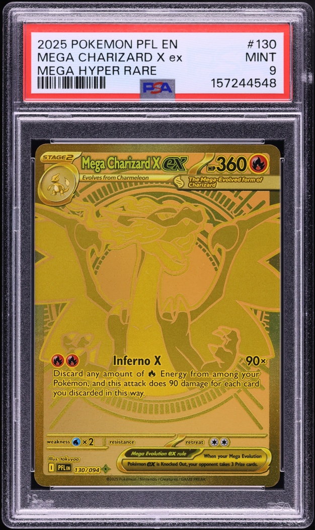 2025 Pokemon Mega Evolution Phantasmal Flames MHR Mega Charizard X ex #130 PSA 9 MINT