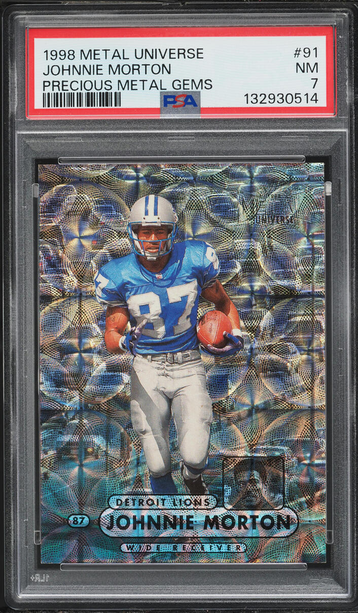 1998 Metal Universe Precious Metal Gems PMG Johnnie Morton /50 #91 PSA 7 NRMT