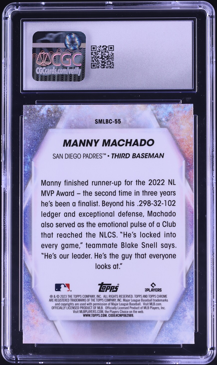 2023 Topps Chrome Stars Of MLB Manny Machado #SMLBC-55 CGC 10 GEM MINT