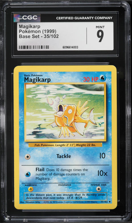 1999 Pokemon Base Set Shadowless Magikarp #35 CGC 10 GEM MINT on