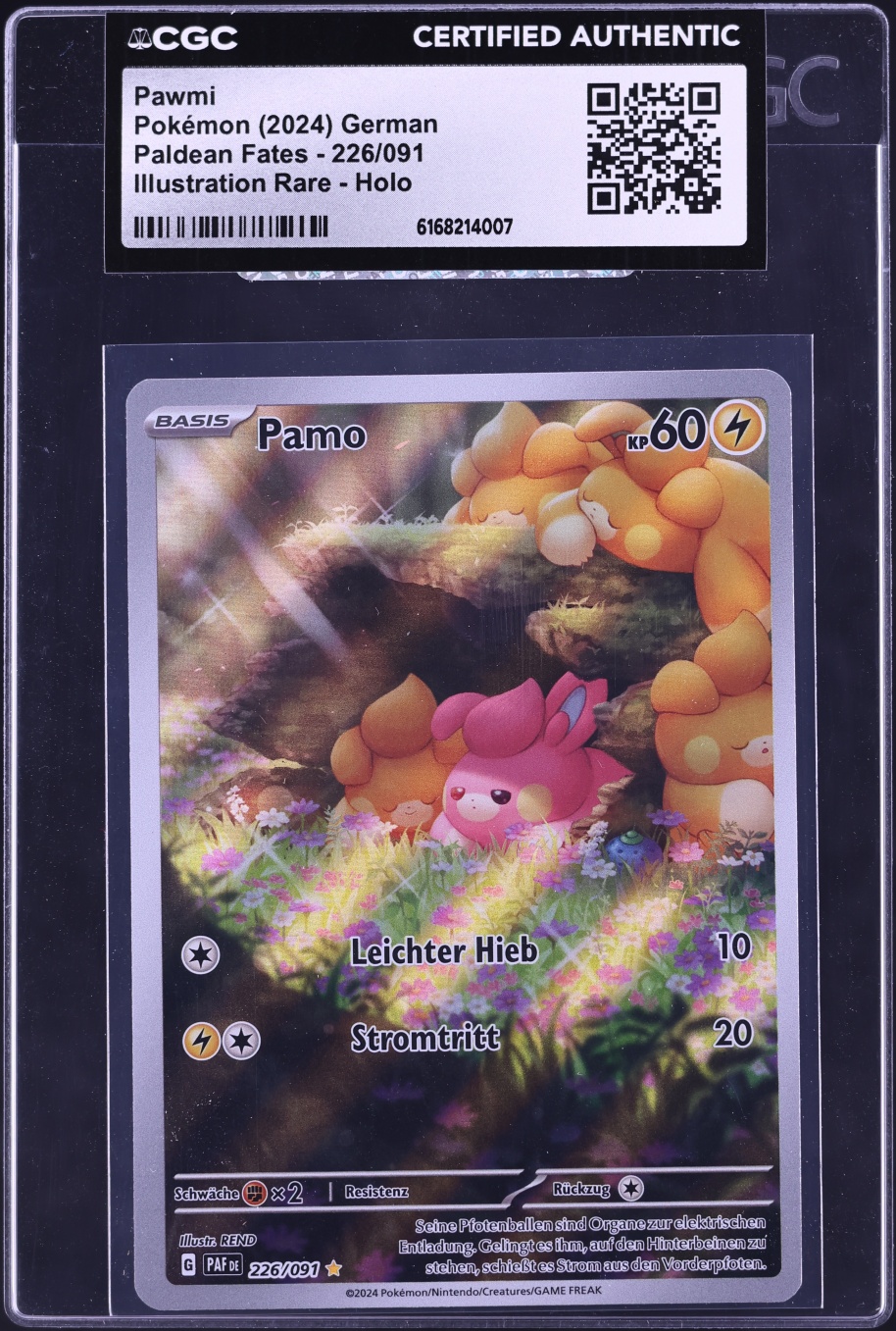 2024 Pokemon German Scarlet & Violet Paldean Fates IR Pawmi #226 CGC AUTH