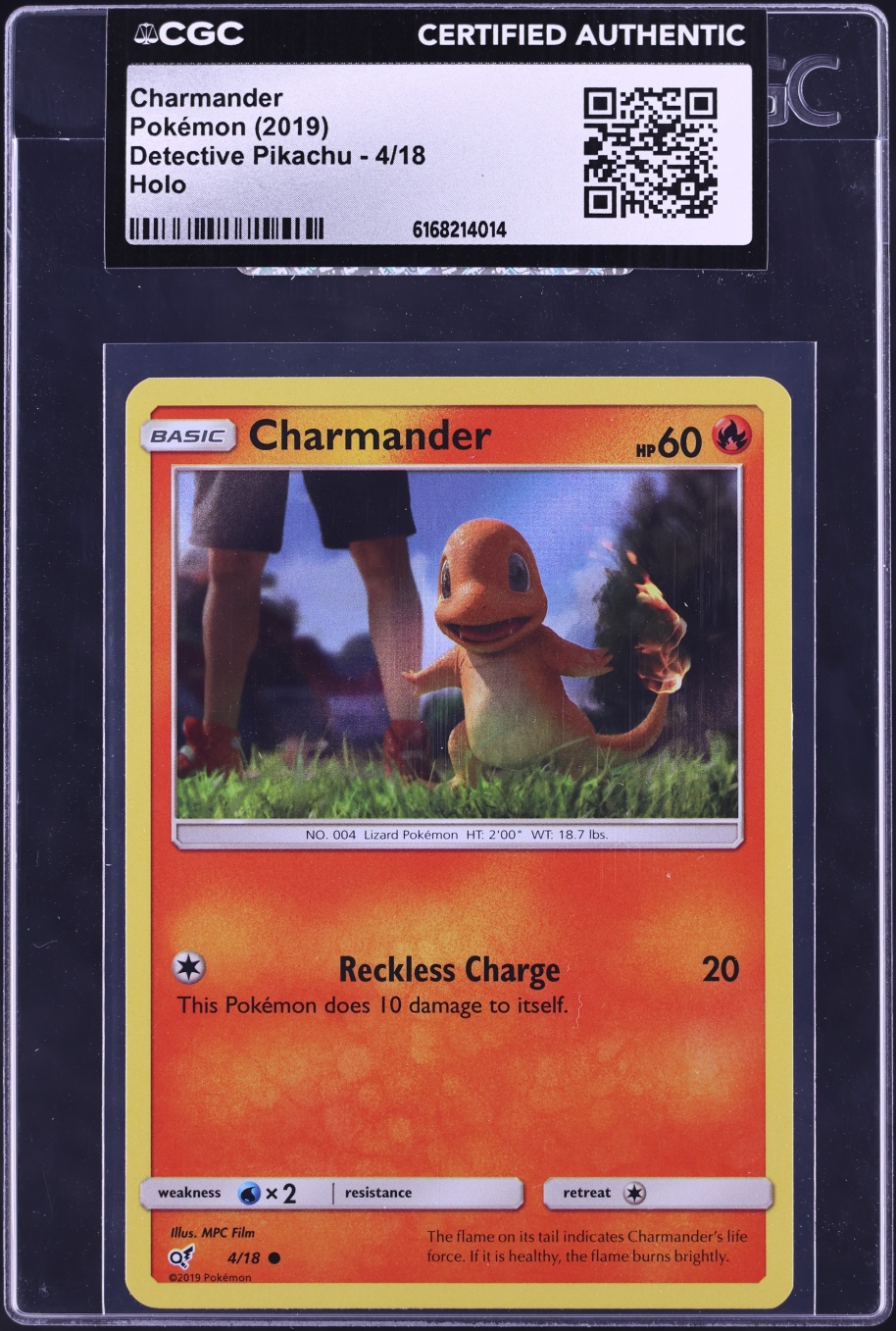 2019 Pokemon Sun & Moon Detective Pikachu Holo Charmander #4 CGC AUTH