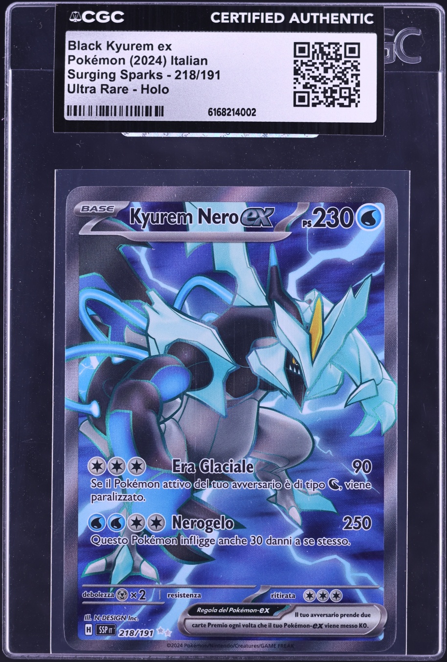 2024 Pokemon Italian Scarlet & Violet Surging Sparks Full Art Black Kyurem ex #218 CGC AUTH