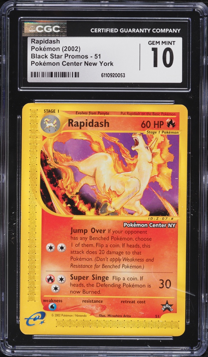 2002 Pokemon Black Star Promo Center New York Rapidash #51 CGC 10 GEM MINT