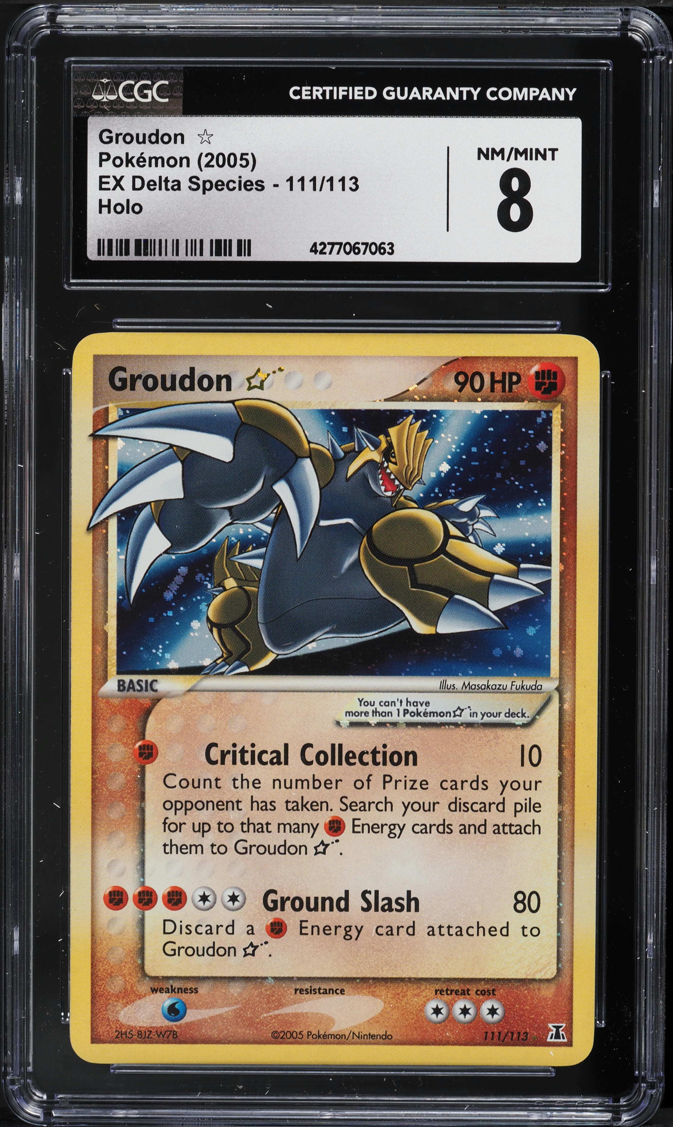 2005 Pokemon EX Delta Species Holo Groudon Gold Star #111 CGC 8 NM-MT