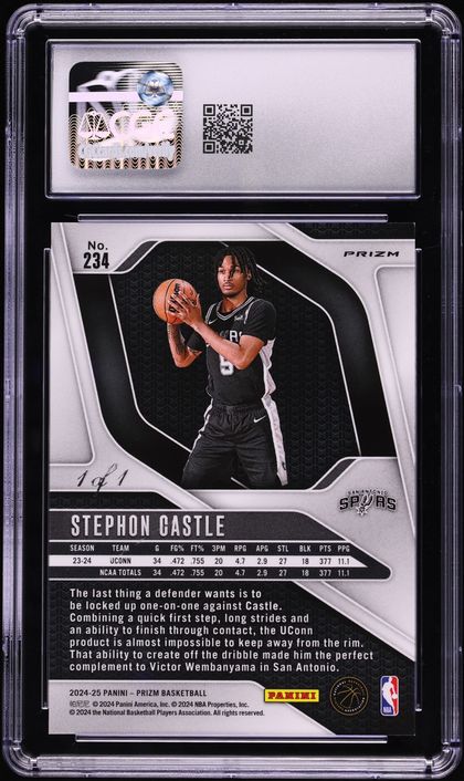 2024 Panini Prizm Black Shimmer FOTL Stephon Castle ROOKIE 1/1 #234 CGC 9.5 MINT+