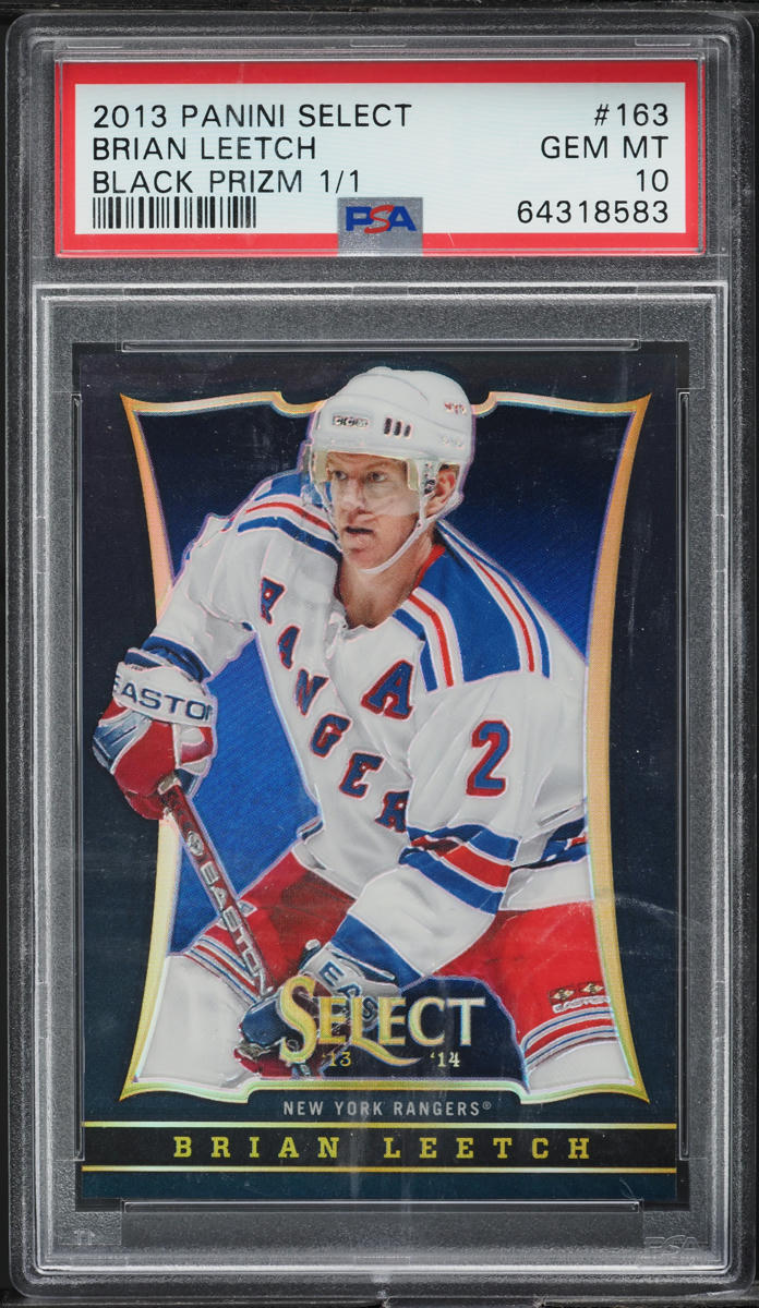2013 Select Black Prizm Brian Leetch 1/1 #163 PSA 10 GEM MINT