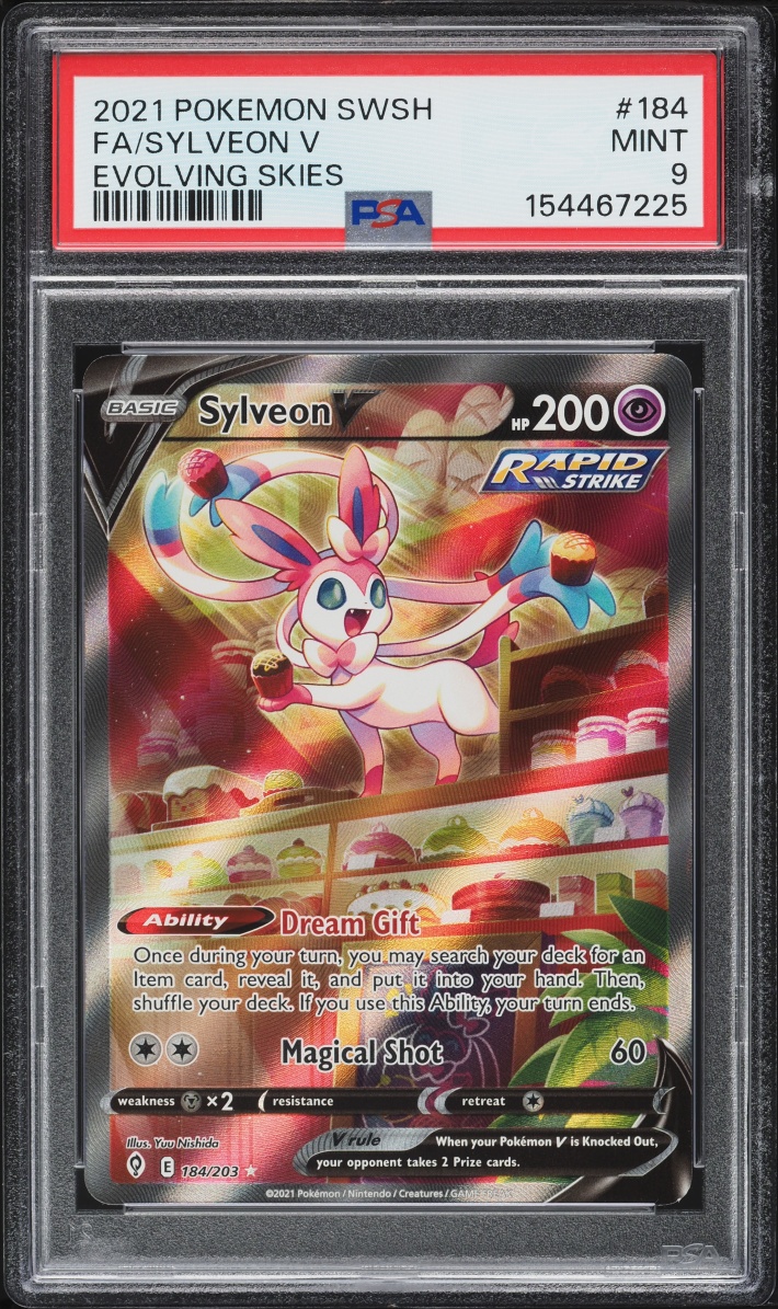 2021 Pokemon Sword & Shield Evolving Skies Full Art Sylveon V #184 PSA 9 MINT