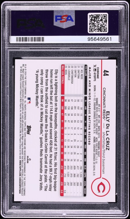 2024 Topps Chrome Green Refractor Elly De La Cruz ROOKIE /99 #44 PSA 9 MINT